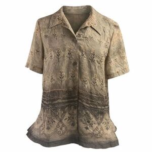 K Studio Sheer Cardigan Blouse Sz 14 Made USA Boho Floral Lightweight Vintage